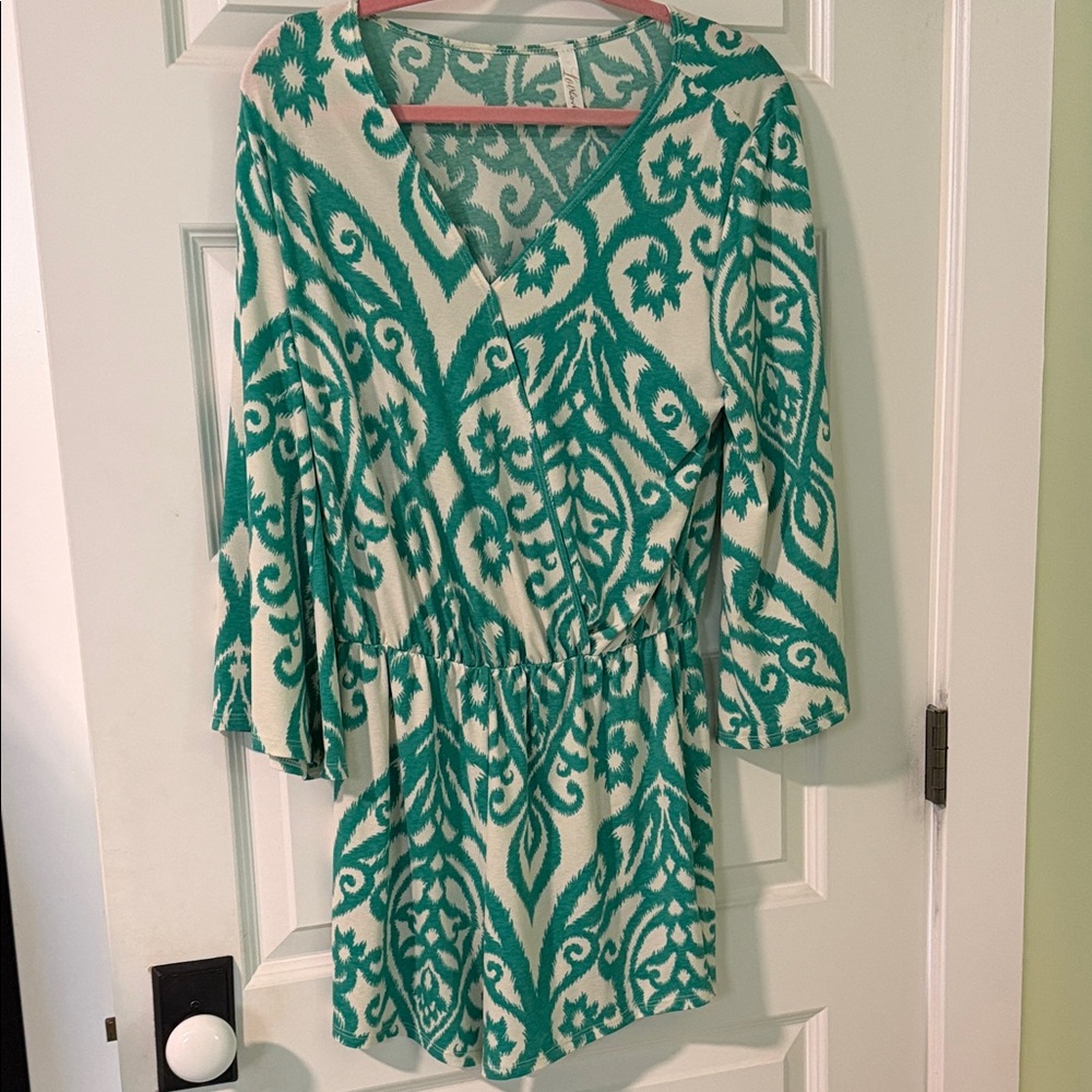 Green and cream romper